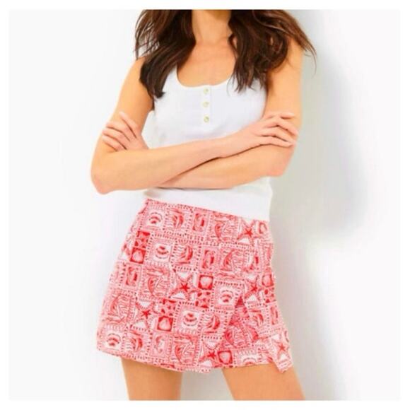 Lilly Pulitzer Alicent Mini Skort Sz 8 Seaside Harbour Mizner Red - Picture 1 of 5